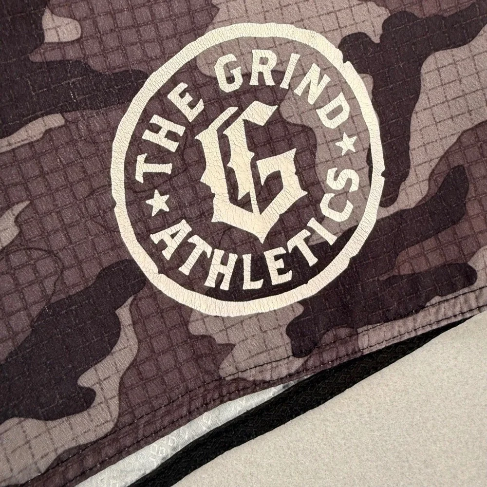 The Grind Athletics Mens 38 Camo Board Shorts Grey Black Ripstop Training Gym 80